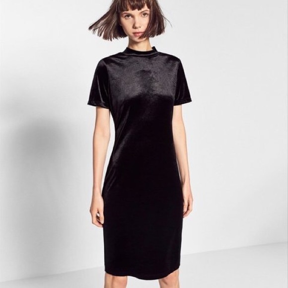 ZARA black velvet midi dress - Picture 2 of 4